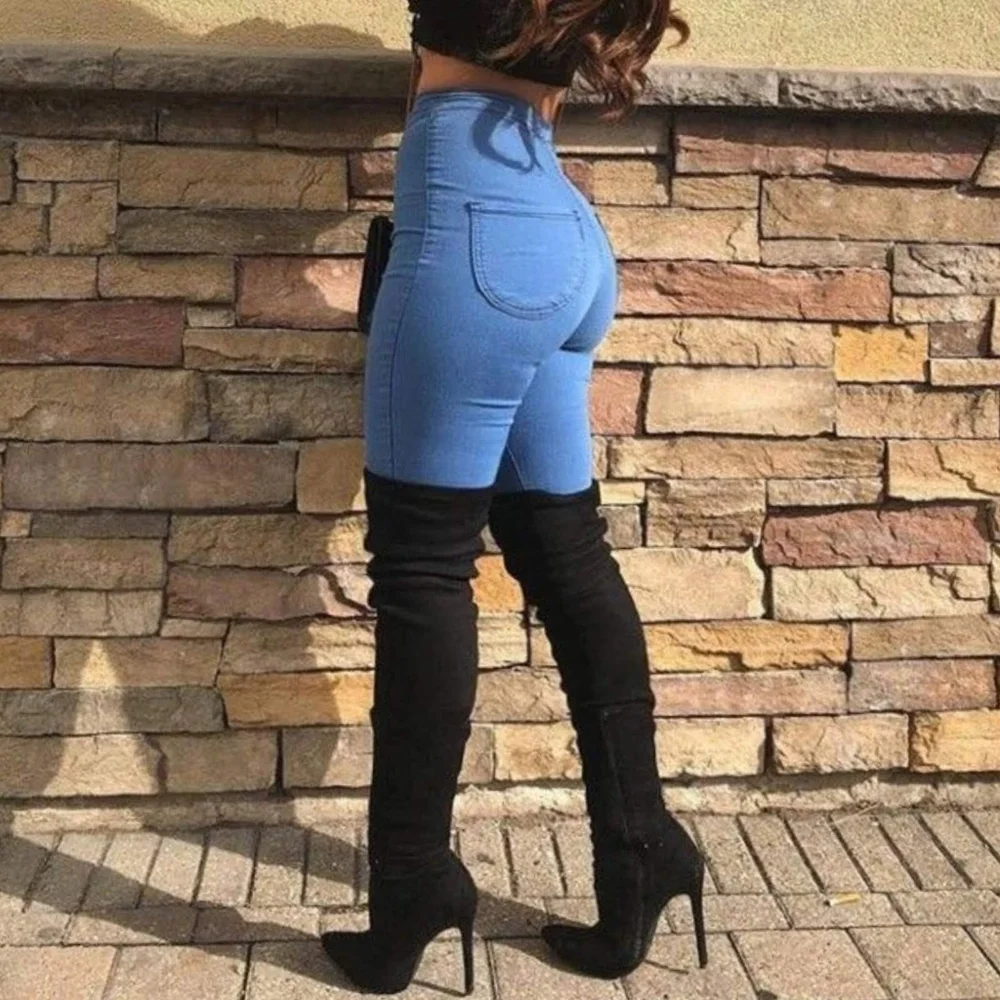 8.5, 10 Low Stock  Into It - Black boots over knee - Picture 2 of 10